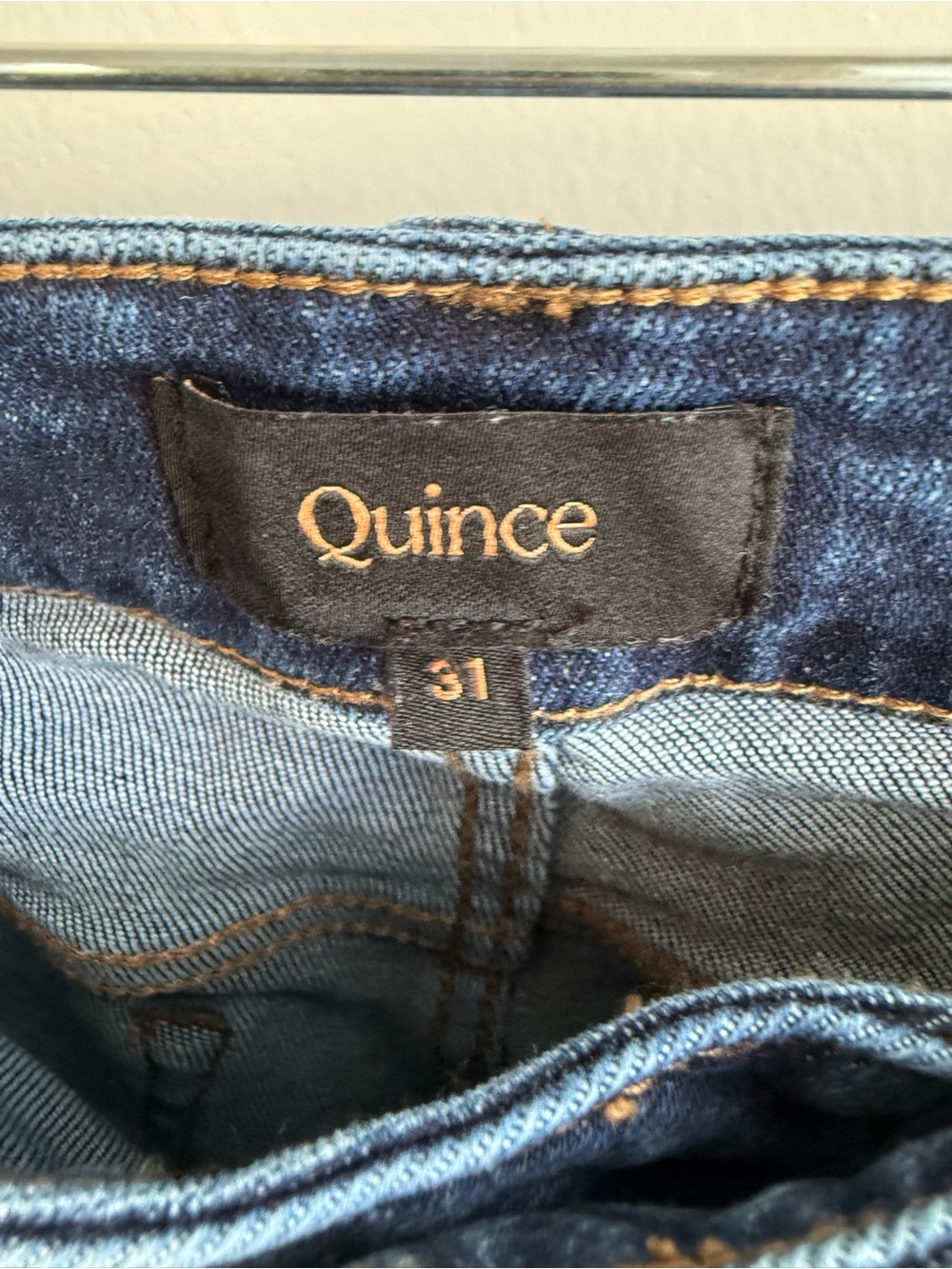 Quince Stretch High Rise Kick Flare Jeans size 31 Dark Wash Denim Casual - Picture 2 of 7